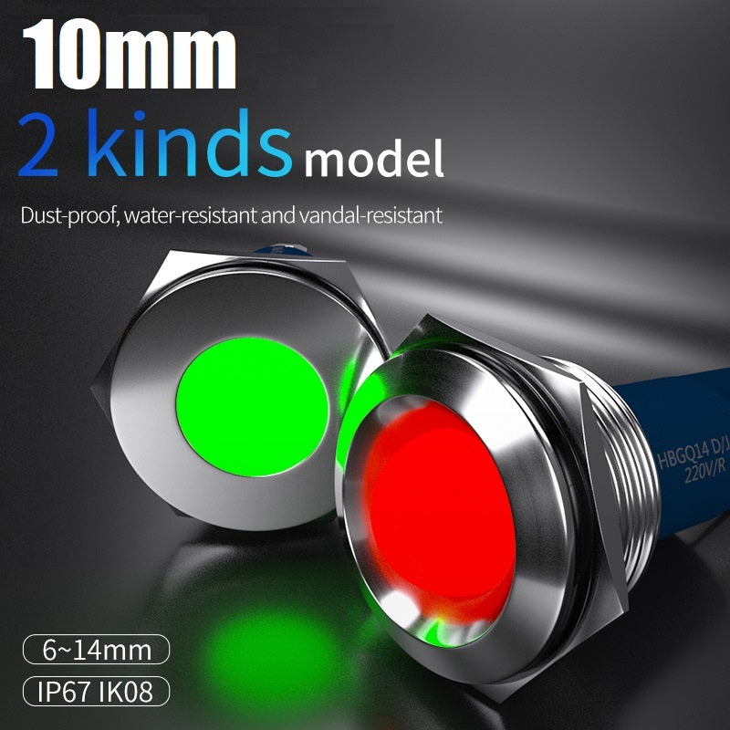 10mm Stainless steel Led signal lamp Pins terminal Metal Waterproof IP ...