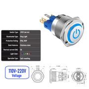 Blue 110V-220V  Momentary  SPDT