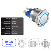 Blue 36V-48V  Momentary  SPDT