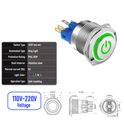Green 110V-220V  Momentary  SPDT