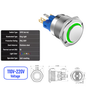 Green 110V-220V  Momentary  SPDT