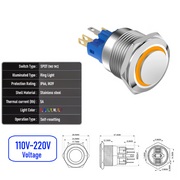 Orange 110V-220V  Momentary  SPDT