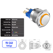 Orange 9V-24V  Momentary  SPDT