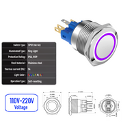 Purple 110V-220V  Momentary  SPDT