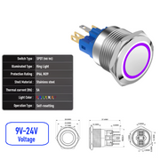 Purple 9V-24V  Momentary  SPDT
