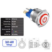Red 36V-48V  Momentary  SPDT