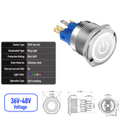 White 36V-48V  Momentary  SPDT