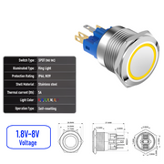 Yellow 1.8V-8V  Momentary  SPDT