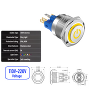 Yellow 110V-220V  Momentary  SPDT