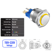 Yellow 110V-220V  Momentary  SPDT