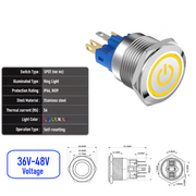 Yellow 36V-48V  Momentary  SPDT