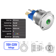 Green 110V-220V  Momentary  SPDT