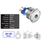 Green 36V-48V  Momentary  SPDT