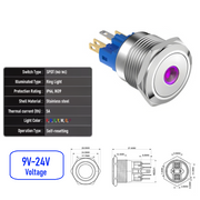 Purple 9V-24V  Momentary  SPDT