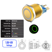 Green 1.8V-8V  Momentary Y  SPDT