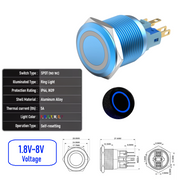Blue 1.8V-8V  Momentary B SPDT