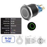 Green 9V-24V  Maintained B  SPDT