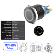 Green 110V-220V  Momentary B  SPDT