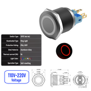Red 110V-220V  Momentary B  SPDT