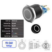 White 9V-24V  Momentary B  SPDT