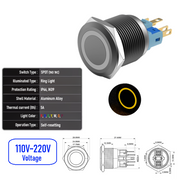 Yellow 110V-220V  Momentary B  SPDT