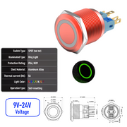 Green 9V-24V  Momentary  R SPDT