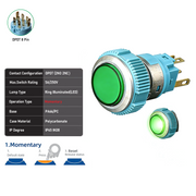 Green DPDT Momentary