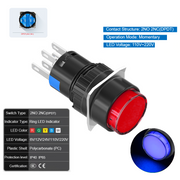 Blue  Momentary DPDT 110V~220V