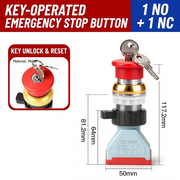 KEY EMERGENCY STOP Plastic 1NO 1NC