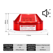 Red Always On Buzzer Bolt Mount
