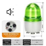 Green Flashing Buzzer Magnetic Mount