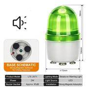 Green Always On Buzzer Magnetic Mount