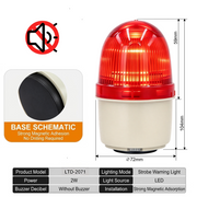 Red Flashing No Buzzer Big Magnetic Mount