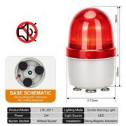 Red Flashing No Buzzer Magnetic Mount