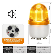Yellow Flashing Buzzer Magnetic Mount