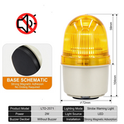 Yellow Flashing No Buzzer Big Magnetic Mount