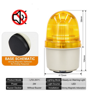 Yellow Always On No Buzzer Big Magnetic Mount