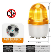 Yellow Flashing No Buzzer Magnetic Mount