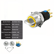 Yellow 2-Positions SPDT Momentary