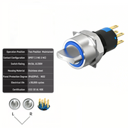 Blue 2-Positions DPDT Maintained