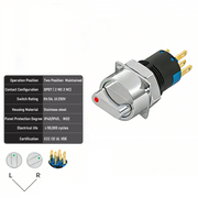 Red 2-Positions DPDT Maintained