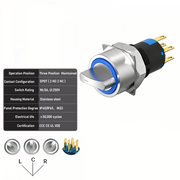 Blue 3-Positions DPDT Maintained