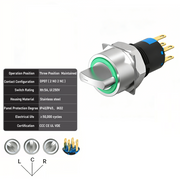 Green 3-Positions DPDT Maintained