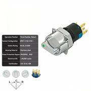 Green 3-Positions DPDT Momentary