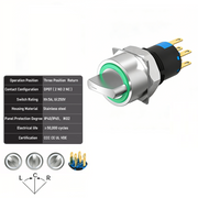 Green 3-Positions DPDT Momentary