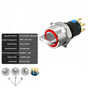 Red 3-Positions DPDT Maintained