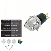 Red 3-Positions DPDT Momentary