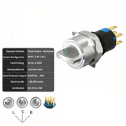 White 3-Positions DPDT Maintained