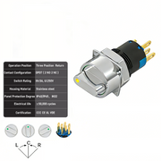 Yellow 3-Positions DPDT Momentary