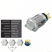 Blue 3-Positions DPDT Momentary